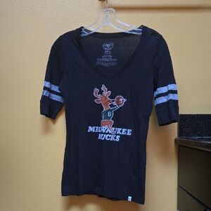 Milwaukee Bucks Black V-Neck T-Shirt